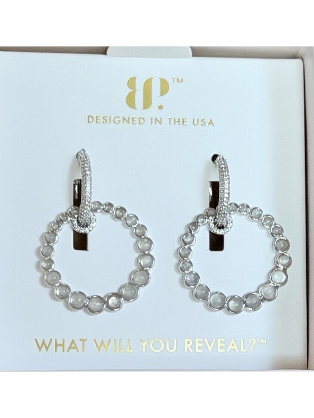 Bomb Party Halo "Beneath The Same Sky” Genuine Moonstone on Rhodium